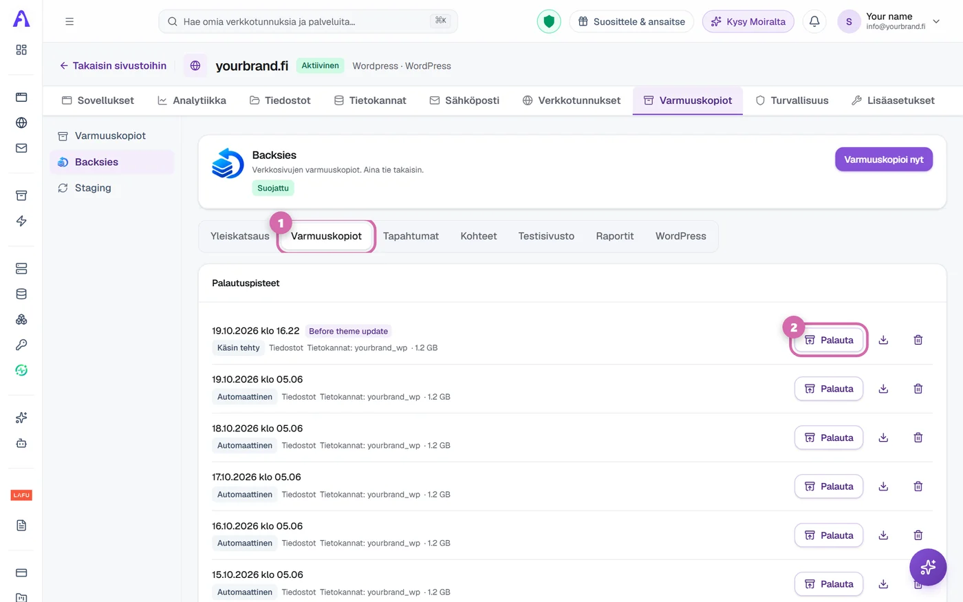 Etsi palautuspiste