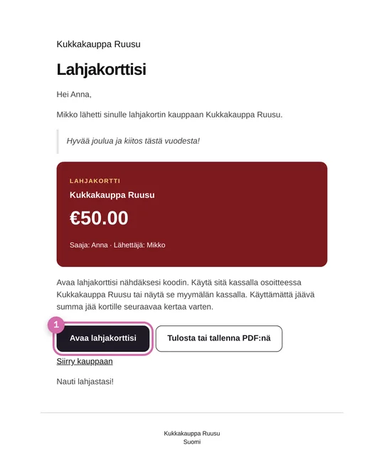 Mitä saaja saa